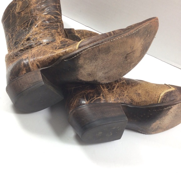 Diva vintage Lucchese distressed handmade brown western cowboy boots size 9B - Picture 7 of 13